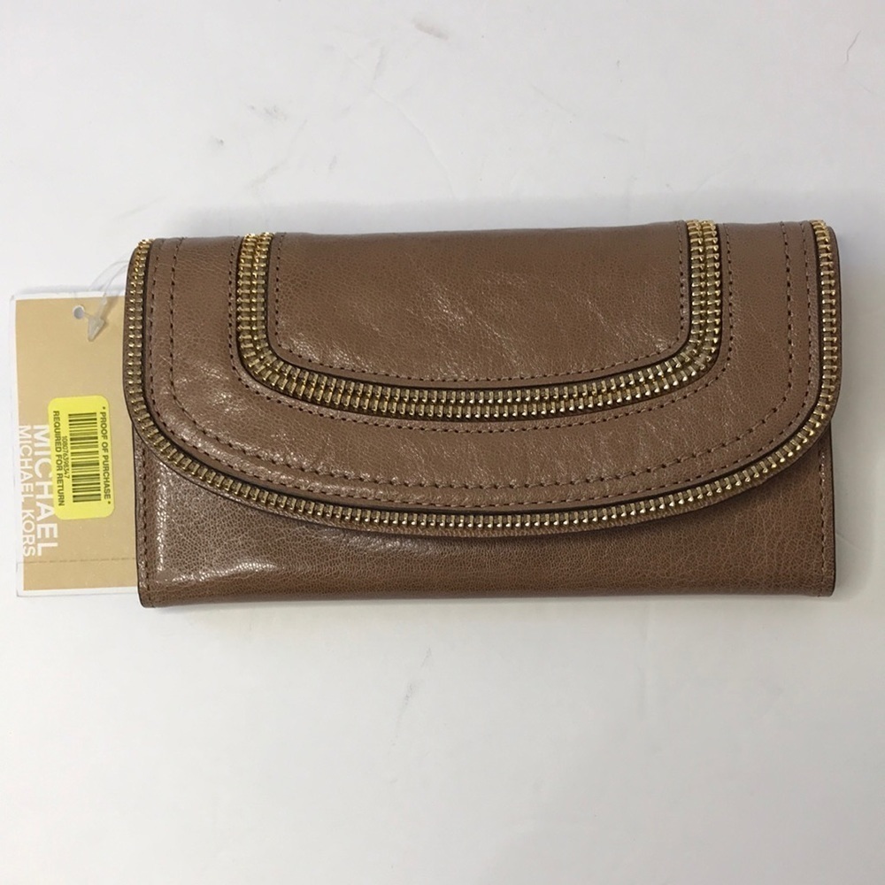 MICHAEL MICHAEL KORS Tan Leather Flap Wallet